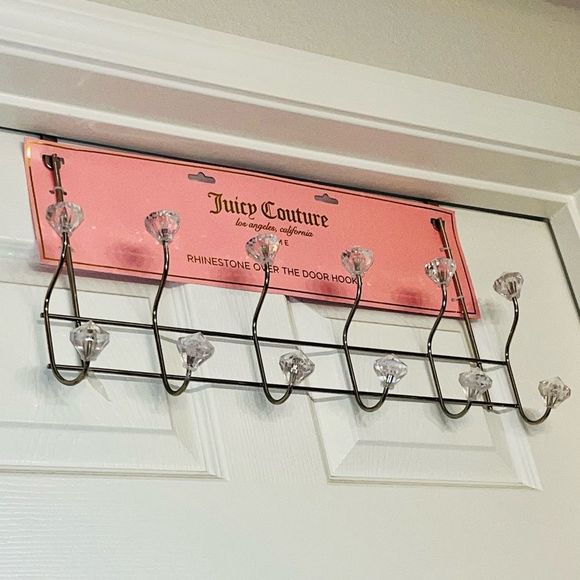 Juicy Couture Rhinestone over the Door Hooks Hanging Closet Organizer Silver - Picture 7 of 12